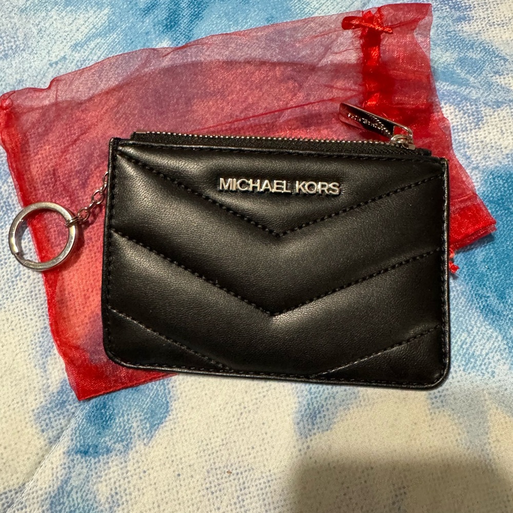 Michael Kors Black Chevron Card Pouch